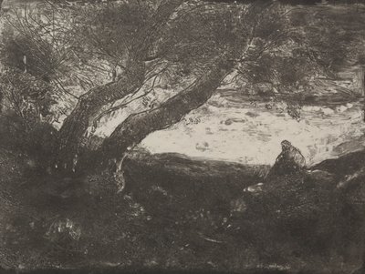 Der Träumer, Originaldruck 1854, gedruckt 1921 von Jean Baptiste Camille Corot