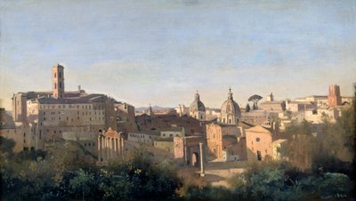 Forumet sett från Farnese Gardens, Rom, 1826 av Jean Baptiste Camille Corot