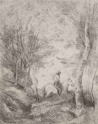 Den store kavaljeren i skogen av Jean-Baptiste-Camille Corot