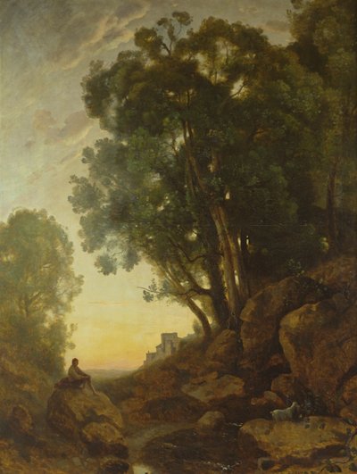 Den italienska gethunden, eller effekten av den nedgående solen, c.1847 av Jean Baptiste Camille Corot