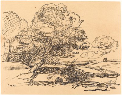 Der einsame Turm La Tour isolée, 1871 von Jean Baptiste Camille Corot