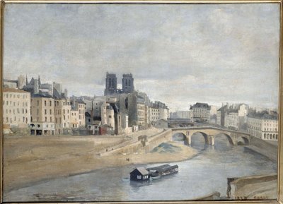 Seinen och Quai des Orfevres, 1835 av Jean Baptiste Camille Corot