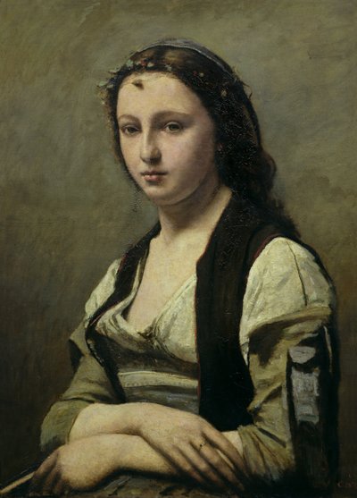 Kvinnan med pärlan, ca 1842 (olja på duk) av Jean Baptiste Camille Corot