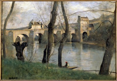 Vy över bron Mantes Målning av Camille Corot (1796-1875) 1800-talets sön. 0,38x0,55 m Paris musee du Louvren av Jean Baptiste Camille Corot