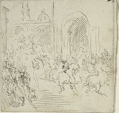 Ryttarscen i en stad av Jean Baptiste Carpeaux