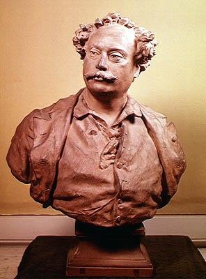 Porträtt av Alexander Dumas fils (1802-70) (terrakotta) av Jean Baptiste Carpeaux