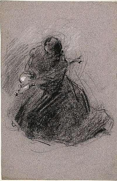 Sankt Franciskus (recto); Två figurer (verso) av Jean Baptiste Carpeaux