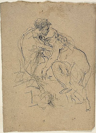 Sittande par som omfamnar varandra av Jean Baptiste Carpeaux