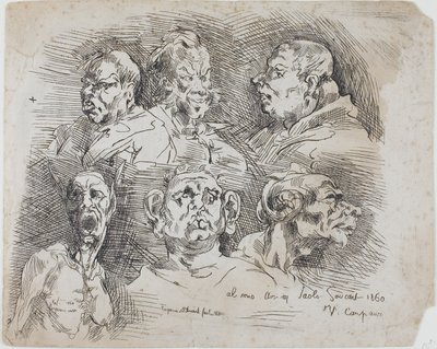 Studier av huvuden av Jean Baptiste Carpeaux