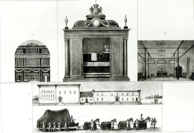 Kejsar Leopolds begravningsprocession och monument, från "Voyage Pittoresque et Historique au Bresil", av Jean Baptiste Debret