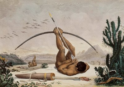 Infödda bågskyttar, illustration från resorna i det inre av Brasilien, 1834 av Jean Baptiste Debret