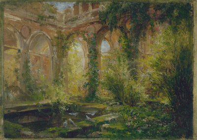 Ruinerna av Cour des Comptes: salle des fêtes, ca 1875 (olja) av Jean Baptiste Edmond Allouard