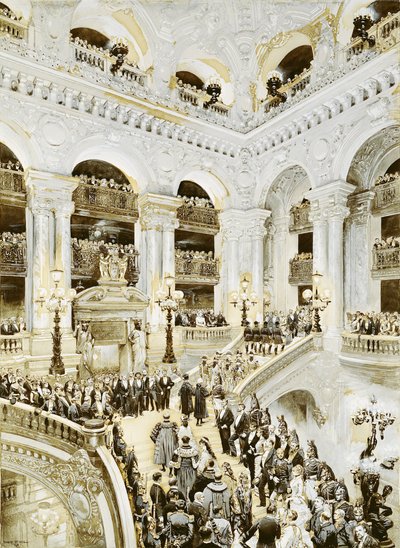 Invigning av Paris operahus den 5 januari 1875, 1878 (wc och vitt på papper) av Jean Baptiste Edouard Detaille