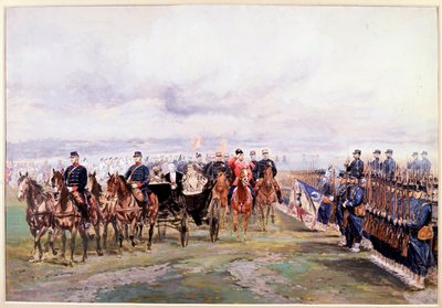 Tsar Nicolas granskar trupperna med Felix Faure i Chalon-sur-Marne under sitt besök i Frankrike den 9 oktober av Jean-Baptiste Edouard Detaille