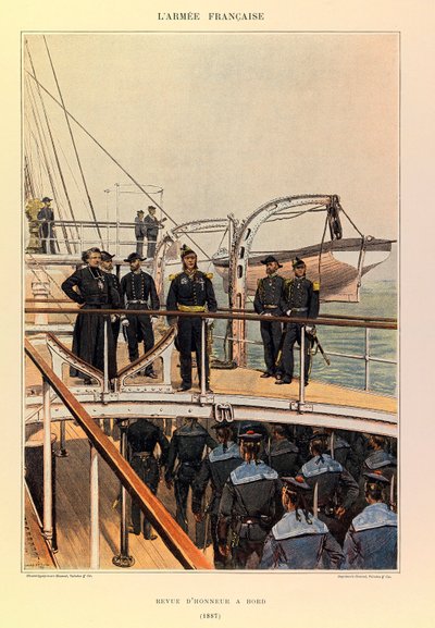 Typer och uniformer av kapten Jules Richards franska armé, illustrerad av Edouard Detaille (1848-1912): Marine: Revue d