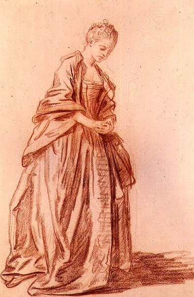 Draperad kvinnofigur (teckning) av Jean Baptiste Greuze