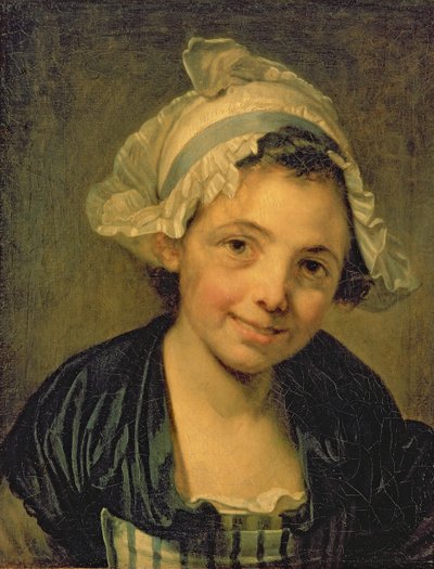Flicka i en motorhuv av Jean Baptiste Greuze