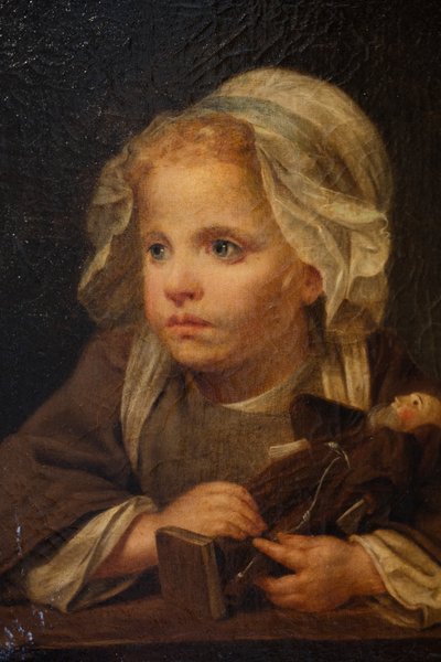 Flicka med kapucin, detalj av Jean Baptiste Greuze