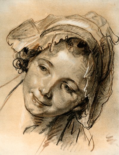 Huvudstudie av en flicka av Jean Baptiste Greuze