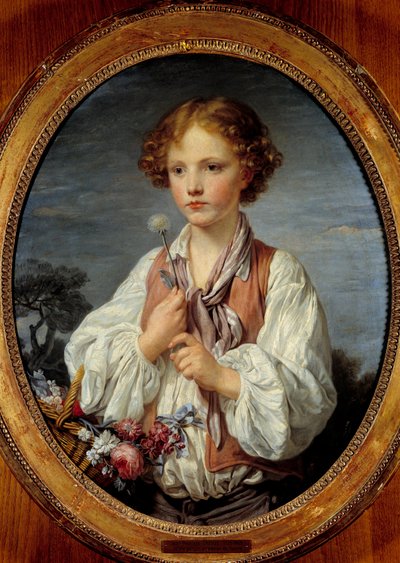Ung pojke i korgen med blommor av Jean Baptiste Greuze (1725-1805) 1761 av Jean Baptiste Greuze