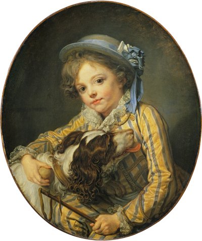 Ung pojke med hund av Jean Baptiste Greuze
