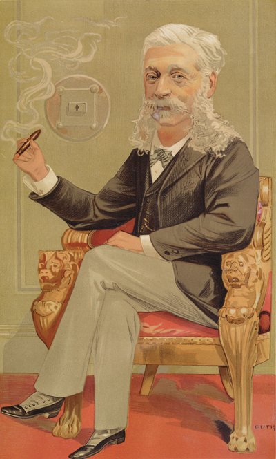 Baron Alphonse de Rothschild, illustration från Vanity Fair, 1894 färglitho av Jean Baptiste Guth