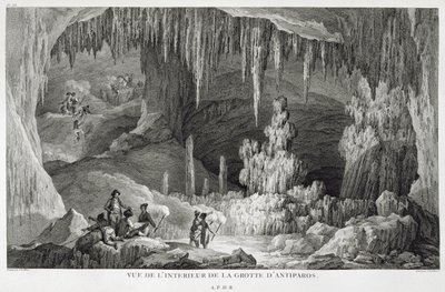 Utsikt över det inre av Antiparos grotta, graverad av Jean Baptiste Tillard (1740-1813) av Jean Baptiste Hilair