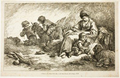 Mor och barn med får av Jean Baptiste Huet
