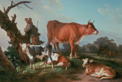 Pastoral scen med en koherde av Jean Baptiste Huet
