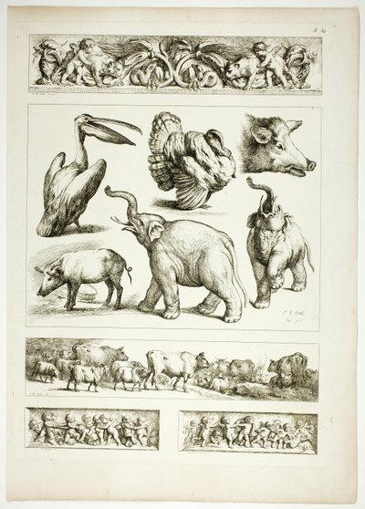 Plåt 34 av 38 från Oeuvres de J. B. Huet av Jean Baptiste Huet