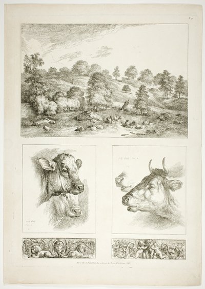 Tallrik fyra av 38 från Oeuvres de J. B. Huet av Jean Baptiste Huet