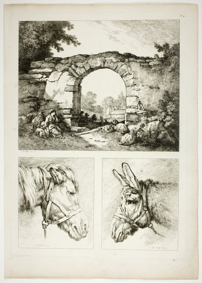 Tallrik fjorton av 38 från Oeuvres de J. B. Huet av Jean Baptiste Huet