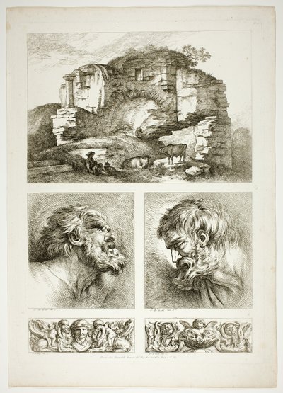 Tallrik tio av 38 från Oeuvres de J. B. Huet av Jean Baptiste Huet