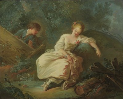 Ungt par i ett landskap av Jean Baptiste Huet