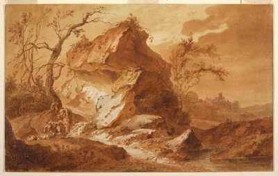 Teckning, Ett bergigt landskap, 1763 av Jean Baptiste Huet
