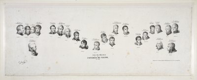Namn på ministrarna för Wienkongressen, 1815, pub. 1815 av Jean Baptiste Isabey