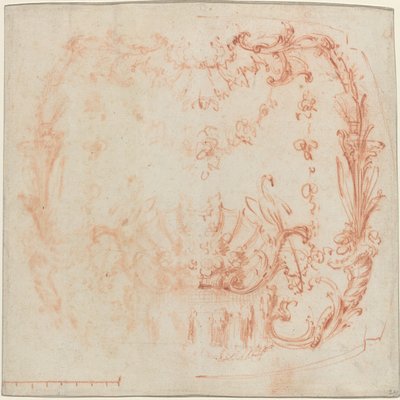 Rokokoväggdesign med en fontän och svanar [verso] av Jean Baptiste Joseph Pater