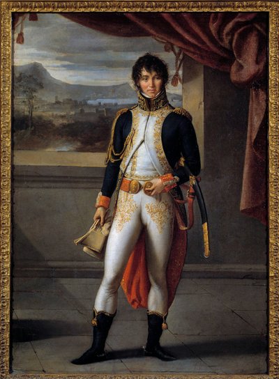 Portrait en pied de Joachim Murat (1767-1815) marechal de France Målning av Jean Baptiste Joseph Wicar (1762-1834) 1808 Sön. 0,56x0,73 m Lille, musee des Beaux Arts - Hellängdsporträtt av Joachim Murat (1767-1815), marskalk av Frankrike. Målning av Jean B av Jean Baptiste Joseph Wicar