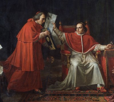 Underskrift av konkordatet mellan Frankrike och den heliga belägringen (Saint Siege), av påven Pius VII (1742 - 1823), 15 augusti av Jean Baptiste Joseph Wicar