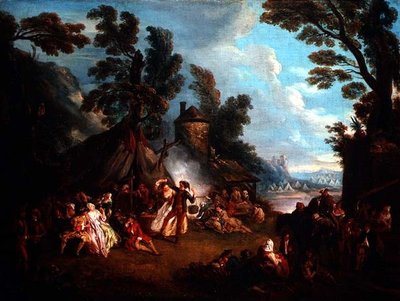 Partiet i armélägret av Jean Baptiste Joseph attr. to Pater