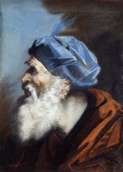 Ett huvud för Josef från Arimathaea, tittar åt vänster, av Jean Baptiste Jouvenet