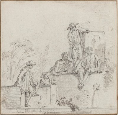 Figurer som sitter runt en fontän av Jean Baptiste Lallemand