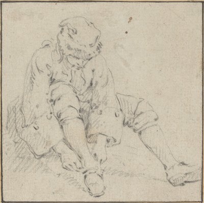 Man som drar på sin sko av Jean Baptiste Le Prince