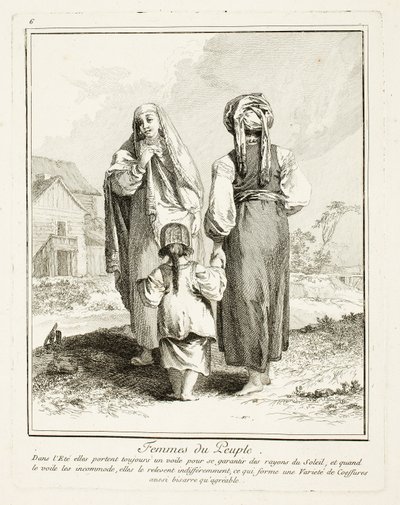 Women of the People, tallrik sex från Miscellaneous Clothing of the Peoples of the North av Jean Baptiste Le Prince
