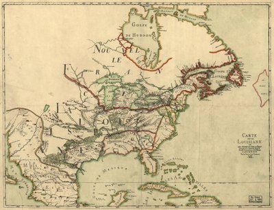 Franquelins karta över Louisiana. LOC 2001620469 av Jean Baptiste Louis Franquelin