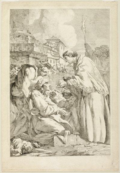 Saint Charles Borromeo välsignar den pestdrabbade av Jean Baptiste Marie Pierre