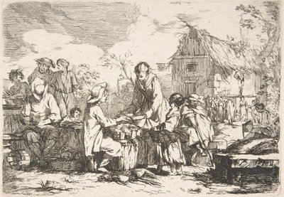 Village Market Place Village Market, 1700-talet. av Jean Baptiste Marie Pierre