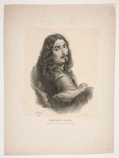 Porträtt av Salvator Rosa av Jean Baptiste Mauzaisse