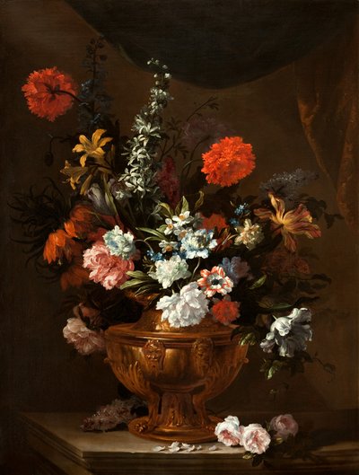 Blommor i en skulpterad vas av Jean Baptiste Monnoyer