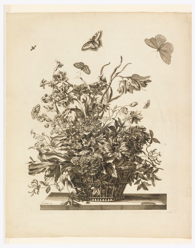 Tallrik 10, från set med blommor i en korg av Jean Baptiste Monnoyer